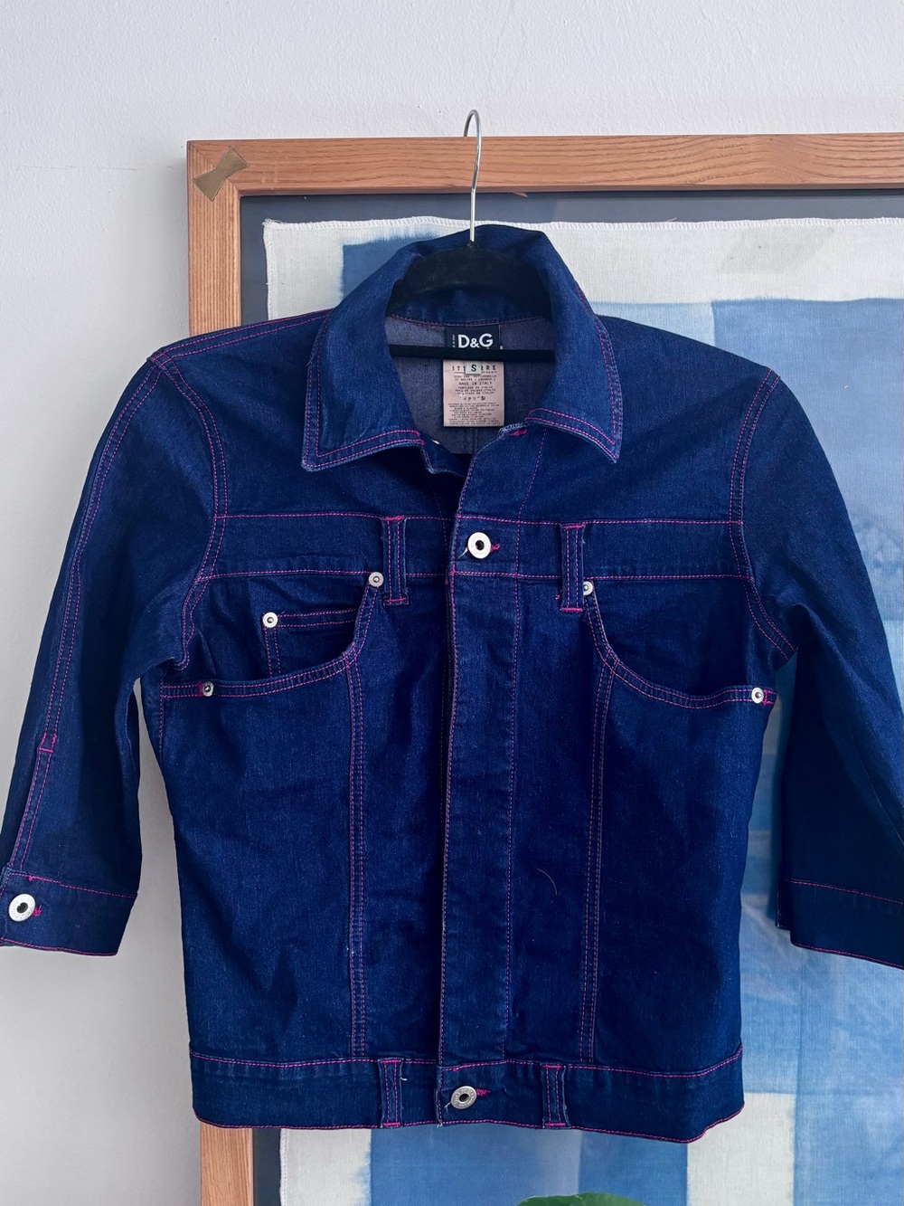 D&G Indigo Denim Jacket with Pink Stitching VINTAGE